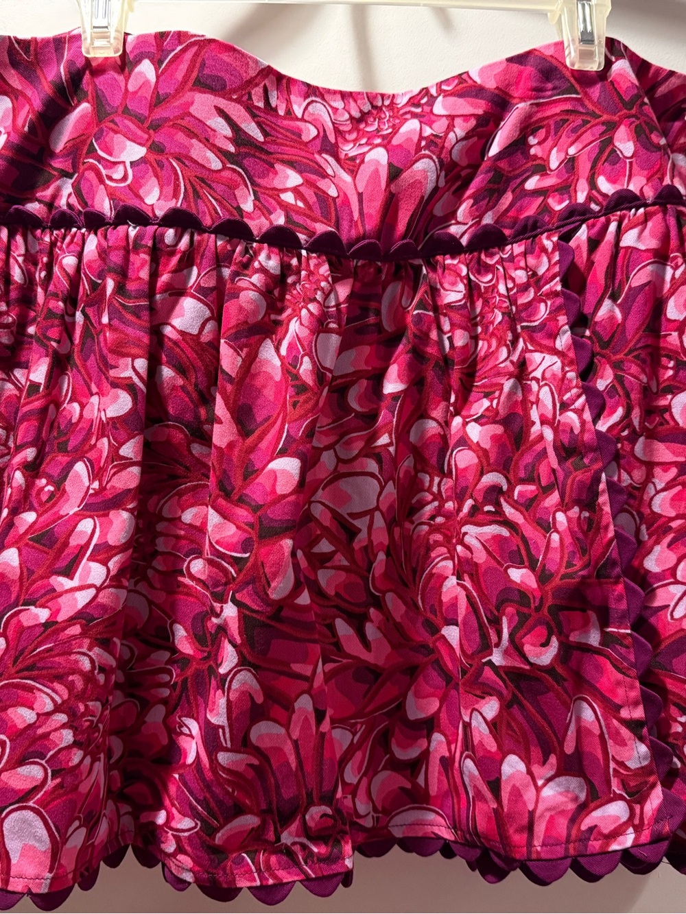 Kika Vargas Pink Floral Scallop Hem Skater Skirt